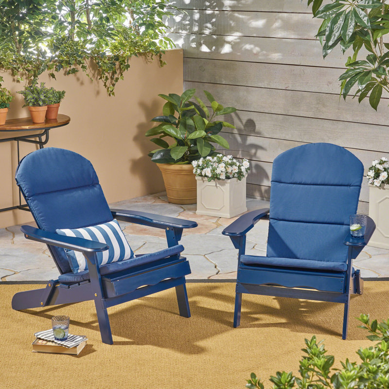 Chaise Adirondack pliante en bois massif Nahant, Bleu marine