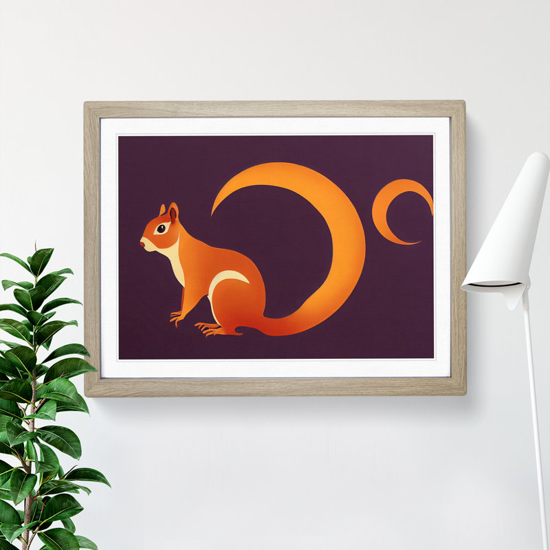 XH1022-9007X The Terrific Squirrel Abstract - Single Picture Frame Print, 46cm H x 64cm W x 2cm D, Oak Framed