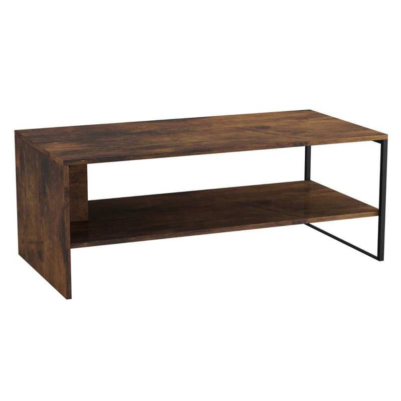 Solid Wood Coffee Table with Storage, Rustic Brown