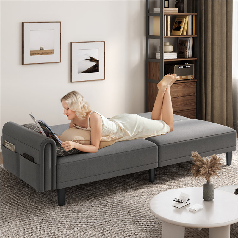 3-Seater Sofa Bed With Adjustable Backrest, Dark Grey