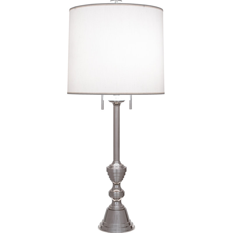 Lampe de table moderne avec abat-jour en tissu Dupioni | Collection Srkashlteni - Élégante conception de chandelier, hauteur 34, douille E26, parfaite pour la décoration intérieure