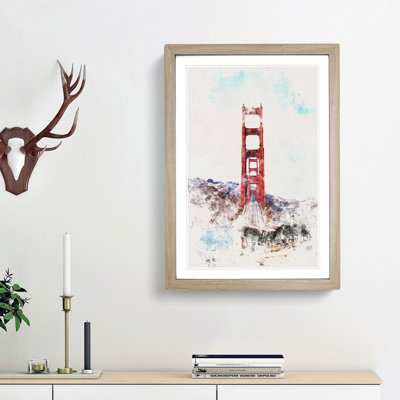 Golden Gate Bridge Abstract Watercolour - Picture Frame Graphic Art