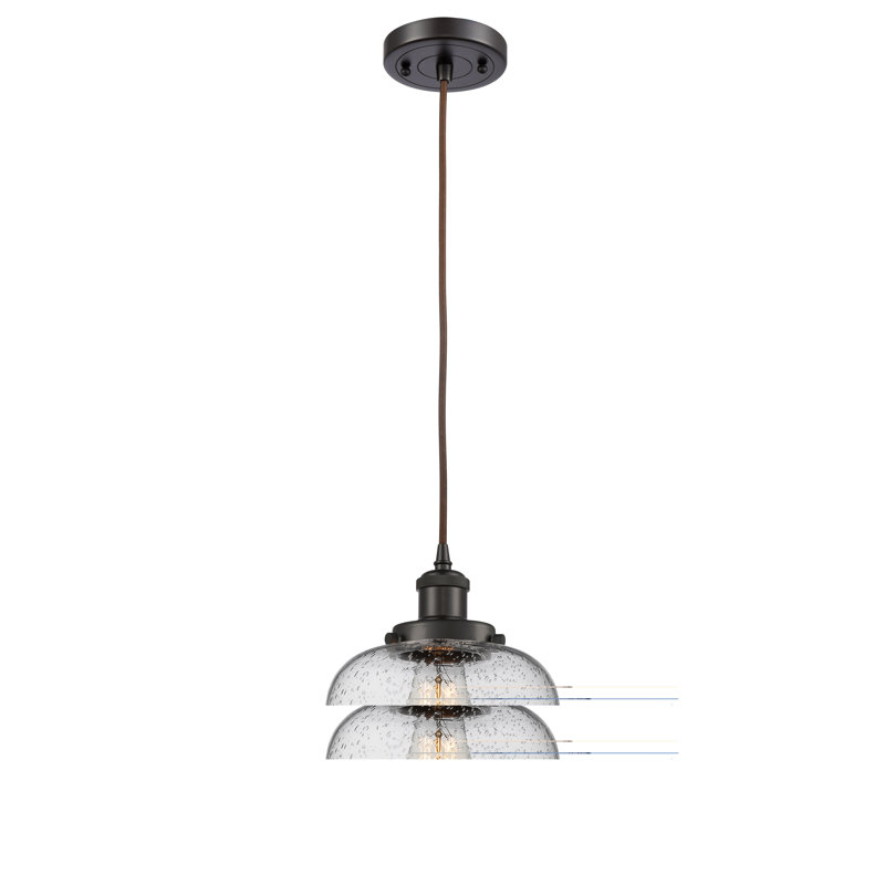 Mini luminaire suspendu à cordon 8 lumières Ballston Urban Bell, Grainé, Bronze frotté à l'huile, DEL