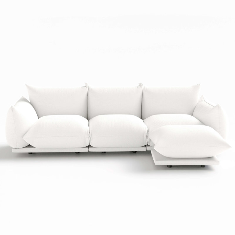 Khyli 102" Upholstered Modular Sofa for Living Room, Mélange de lin blanc