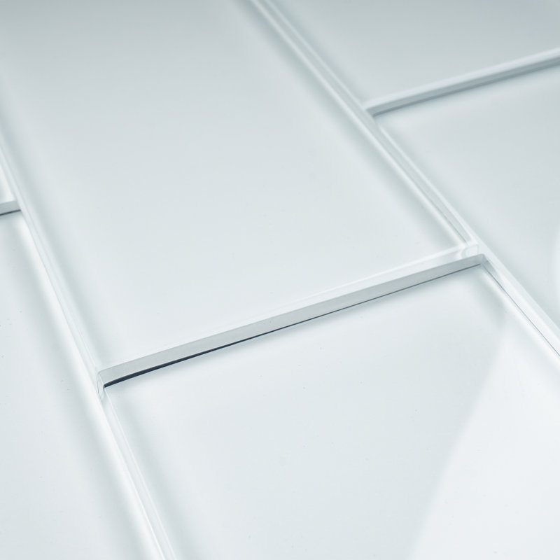 Carreau de mosaïque en verre 3 po x 6 po Supreme, Blanc