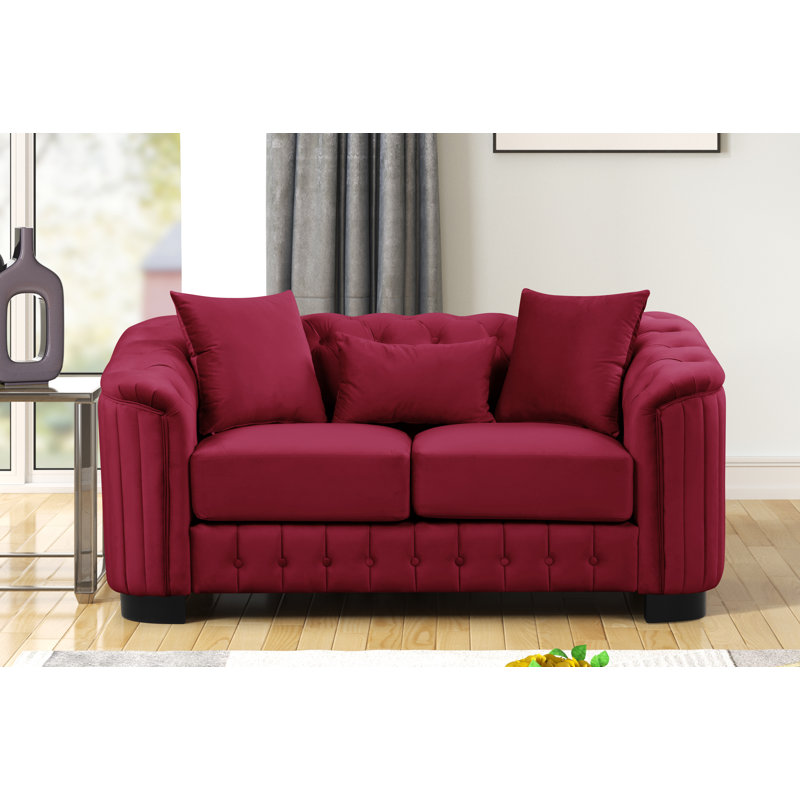 Jaselyn 64'' Velvet Loveseat, Burgundy