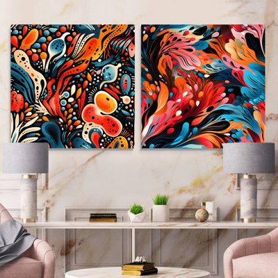 Hartsfield - Ensemble de 2 peintures murales abstraites en acrylique