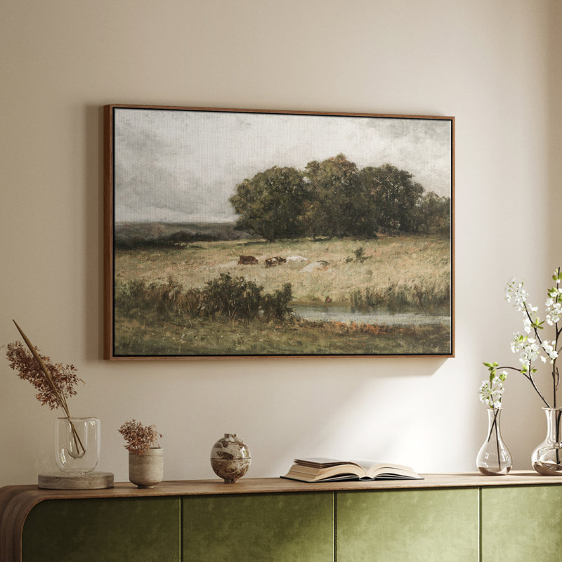 Paysage rétro - CML XXIX, Toile encadrée noyer flottant, H 27 po x l 41 po x P 2 po