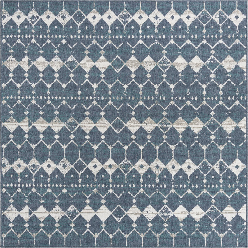 Geometric Indoor / Outdoor Rug, Square 7'10"