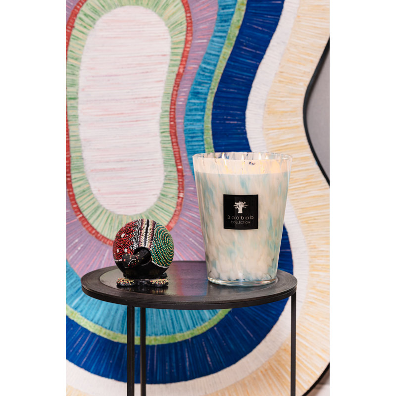 Pearls Sapphire Candle, 13.8" H x 9.36" W x 9.36" D