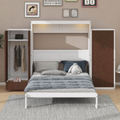 Lit escamotable avec lumières DEL, garde-robe et grand rangement Murphy