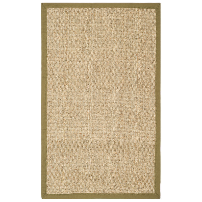 Auckland Bamboo Slat/Seagrass Natural/Olive Area Rug, Rectangle 2' x 3'