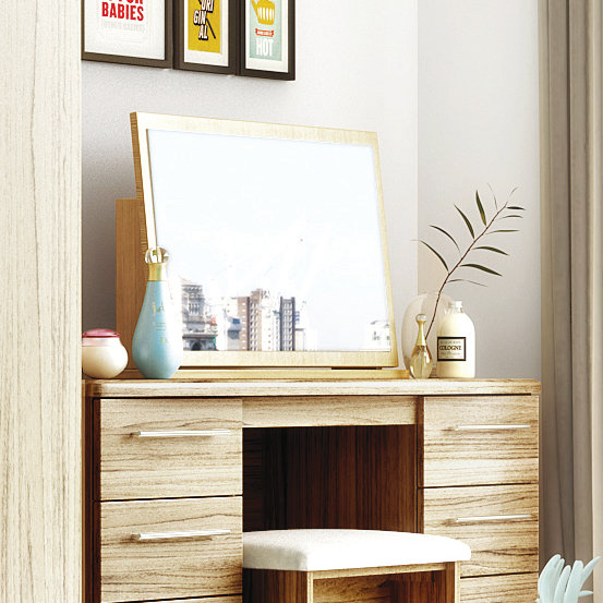 Fully Assembled Lyndale Dresser Mirror, Bordeaux Oak
