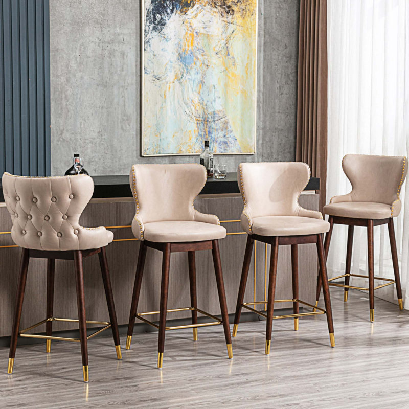 Ensemble de 2 tabourets de bar Delasia, Beige