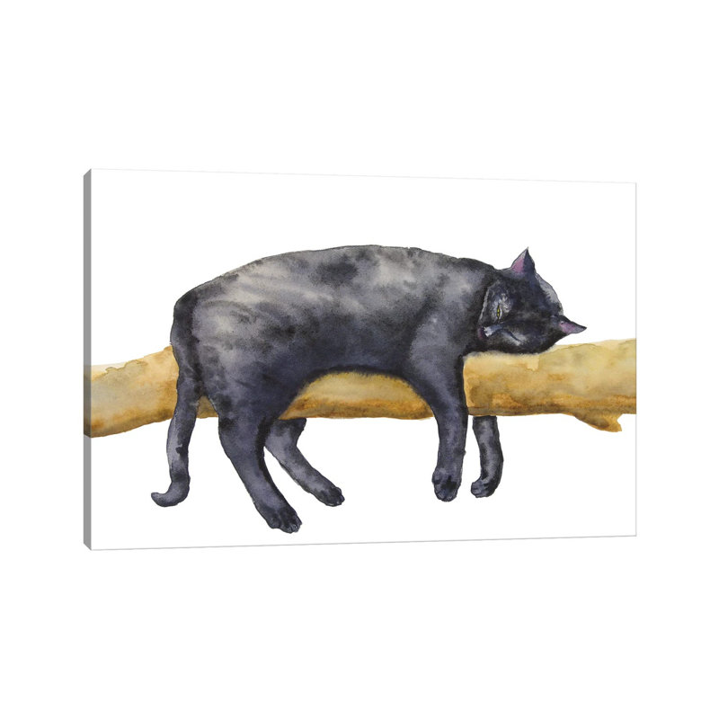 Sleeping Black Cat by Alexey Dmitrievich Shmyrov - Wrapped Canvas Print, 20.32 cm H x 30.48 cm W