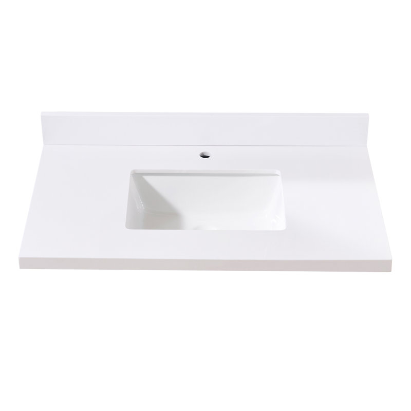 37" Single Bathroom Vanity Top in Snow White with Sink