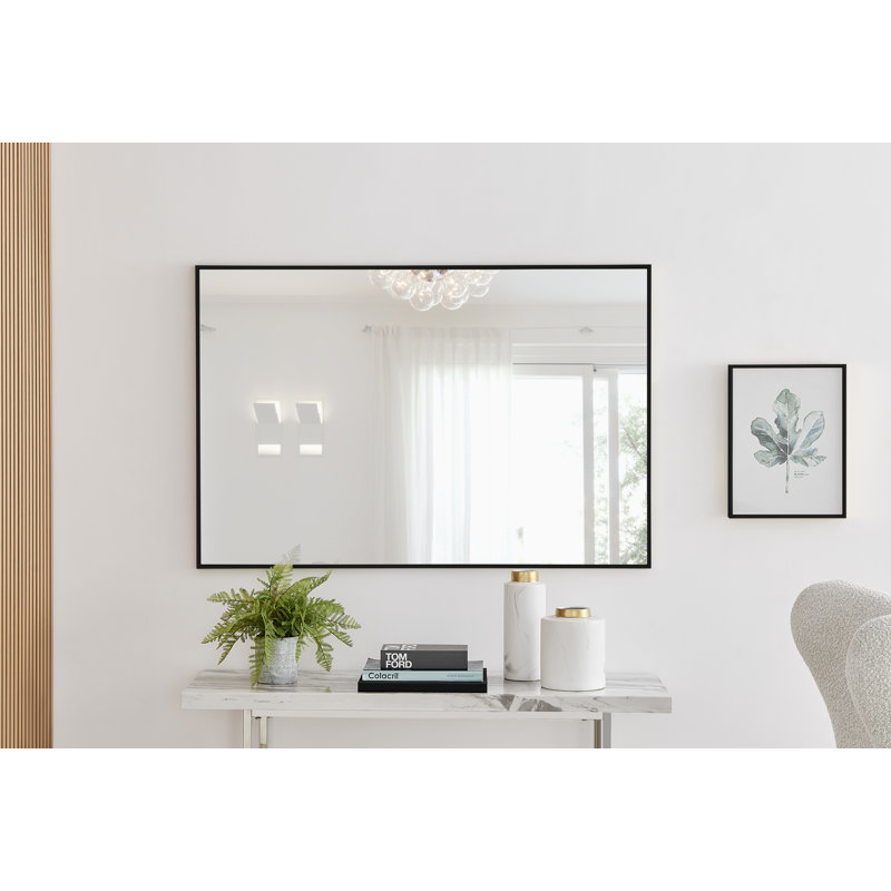 Rectangle Metal Frame Wall Mirror Simple and Elegant Modern Design, Black, 120cm H x 80cm W