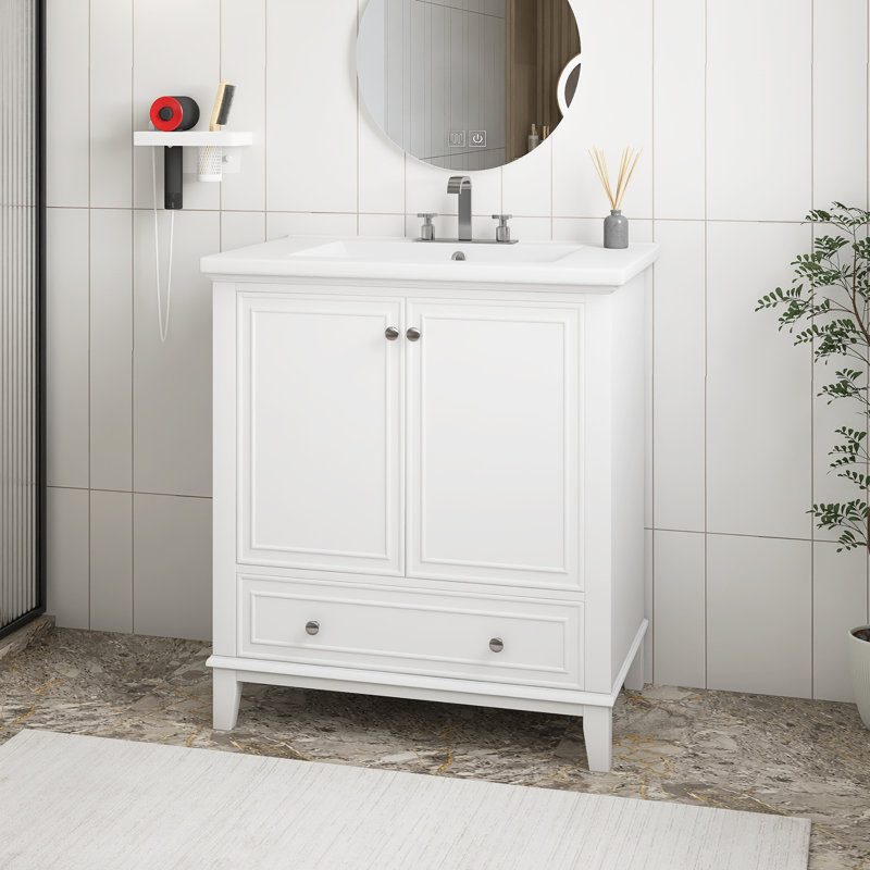 Meuble-lavabo simple 30 po avec comptoir, Blanc