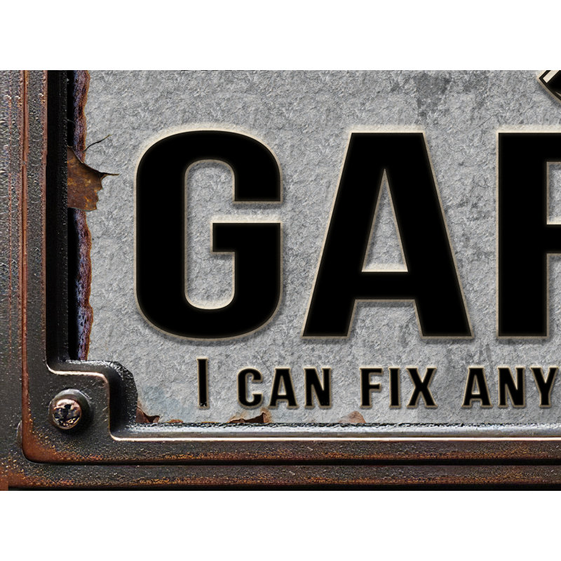 Signe de garage Garage nom de famille personnalisé sur métal, H 18 po x l 27 po x P 0,04 po, Oui