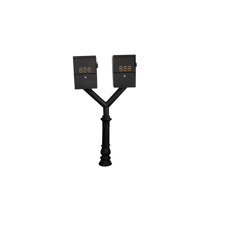 Penfield Twin Mailbox Post - 77.5'' Tall with Ornate Base - Multi-Mount Post