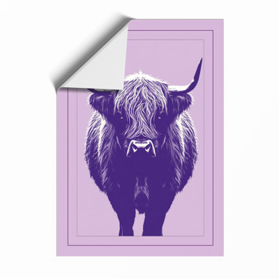 Highland Cattle Portrait Modern - Framed Print