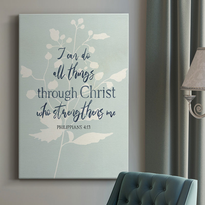 «I Can Do All Things», art textuel sur toile tendue, H 18 po x l 12 po x P 1 po