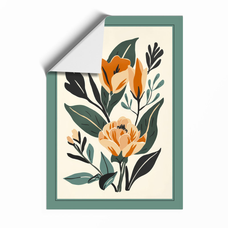 Orange Blooms And Foliage Botanical - Print, Unframed, A4 - 29.7 x 21.0 cm
