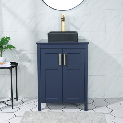 24'' Modern Free-Standing 2-Door Single Bathroom Vanity With Ceramic Top