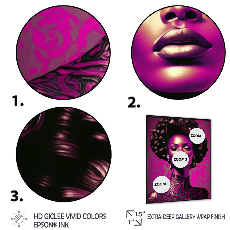 Cleta Vintage High Fashion, modèle afro-américain sur toile, H 32 po x l 16 po x P 1 po, Cadre photo noir