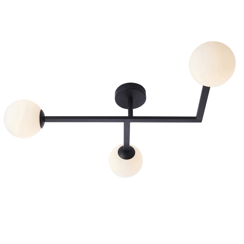 Terflinger Glass Semi Flush Mount, Black