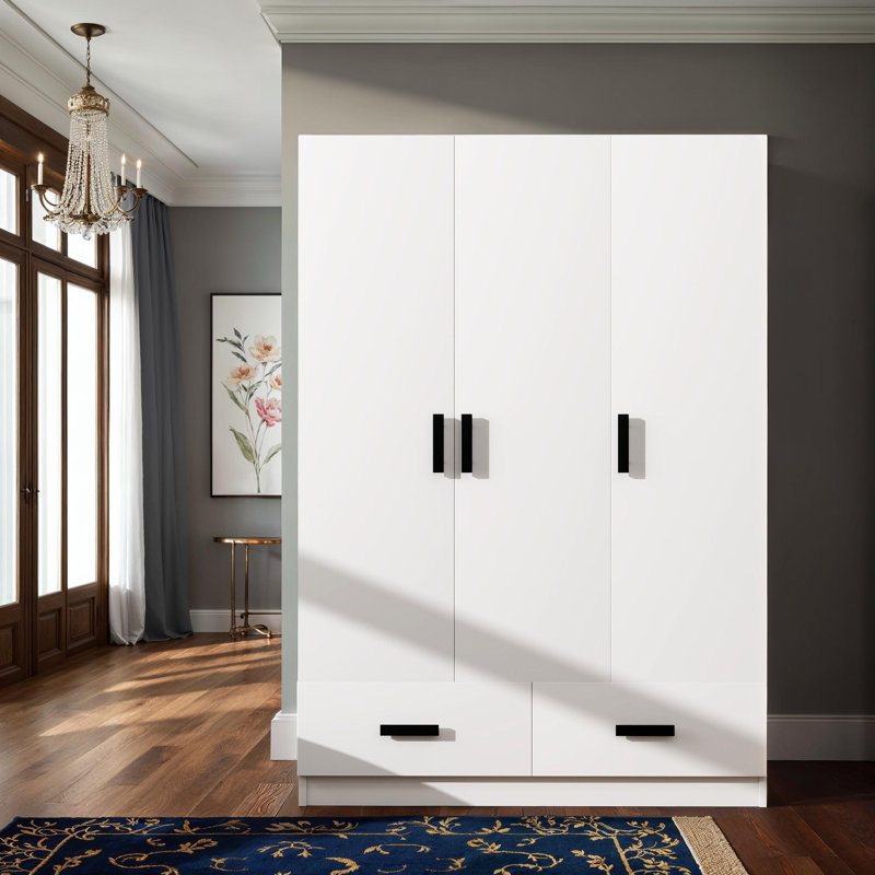 Armoire durable à 3 portes avec rangement spacieux, 2 armoires à tiroirs