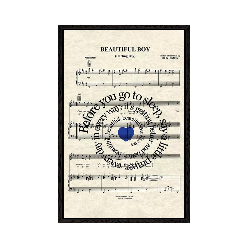 Beautiful Boy - Version Two - Print on Canvas, Black Framed, 66.04 cm H x 45.72 cm W