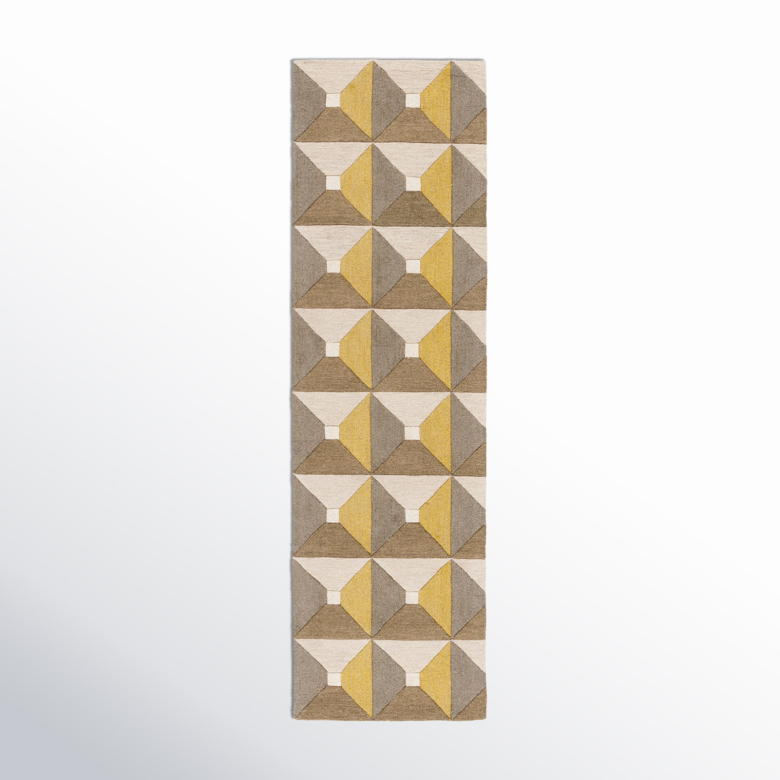 Gilderoy Geometric Hand Tufted Wool/Cotton Area Rug in Gold/Gray, Runner 2'3" x 8'