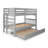 Treva Solid Wood Standard Twin over Twin Bunk Beds, 4 Step Ladder, Twin Trundle, Gray-1081052646