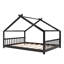 Lit double en bois pleine grandeur, espresso