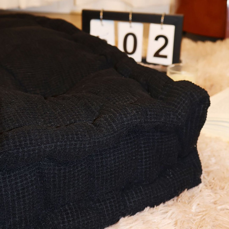 Square Microfiber  Floor Pillow /Cushion., Black