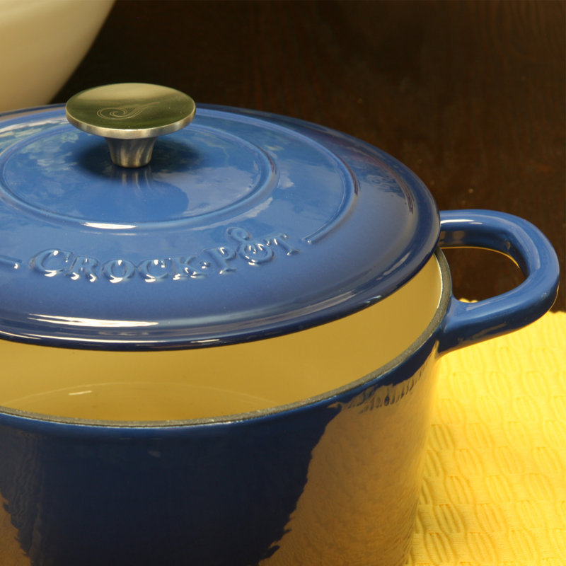 Crock-Pot Artisan Non-Stick Cast Iron Round Dutch Oven, 5 qt, Sapphire Blue