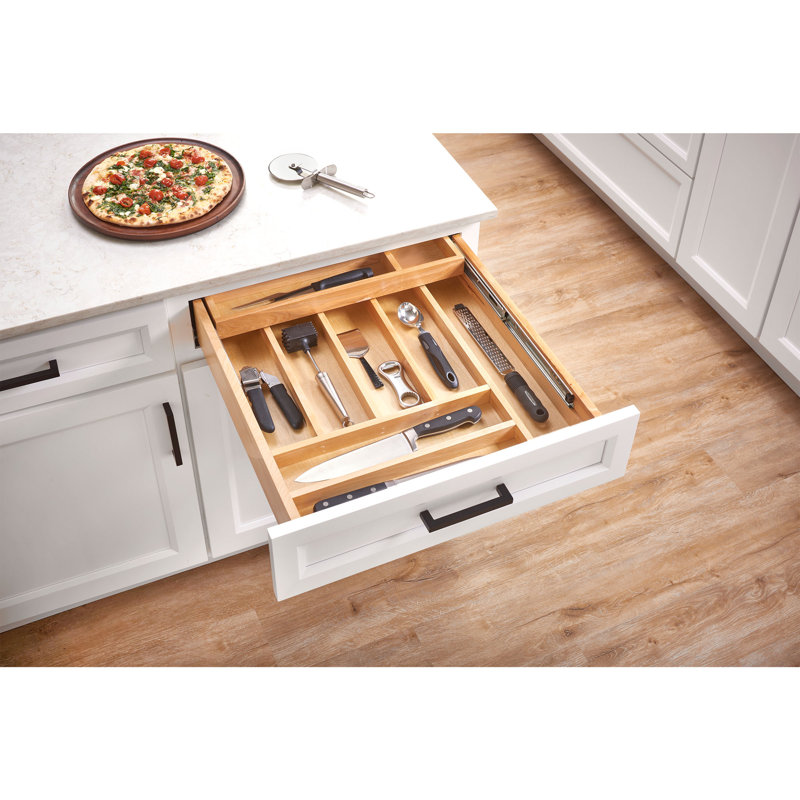 Rev-A-Shelf Tiered Cutlery Drawer Organizer with Soft-Close, 4.31" H x 21" W x 21.75" D