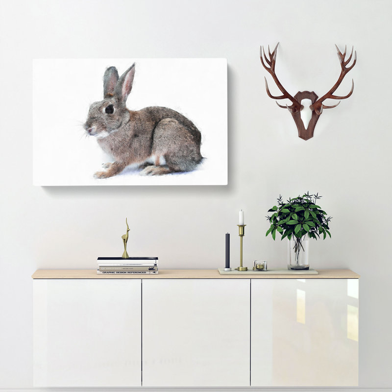 Brown Bunny Rabbit - Wrapped Canvas Painting, 60cm H x 91cm W x 3cm D