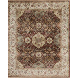 Silver Screen Hand Knotted Wool Area Rug in Chocolate/Cream