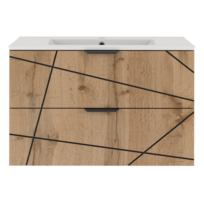 Aree Wall Mounted Required Bathroom Storage Furniture Set, Natural