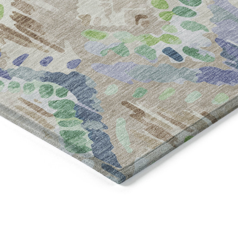 Machine Washable Indoor/Outdoor Christain ACN1326 Beige Rug, Rectangle 10' x 14'