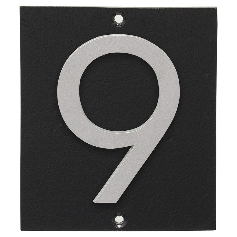 Floating 1-Line Wall Address Plaque, Black, Brushed Aluminum, Yes