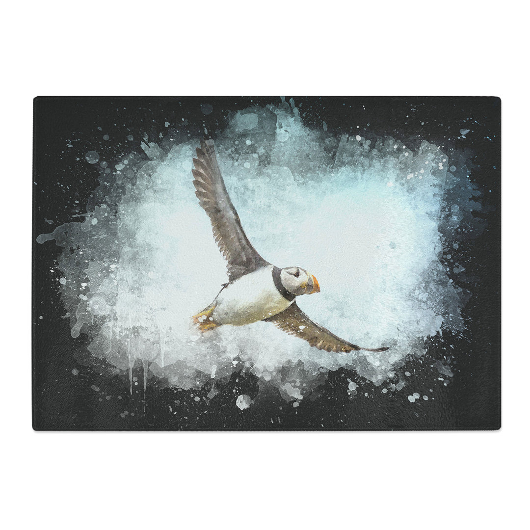 Tempered Glass Flying Atlantic Puffin Bird Chopping Board