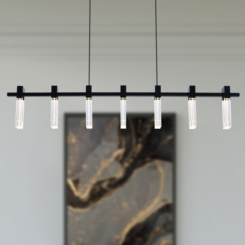 Sorrento 40-in 7-Light Height Adjustable ETL Certified Integrated LED Linear Chandelier