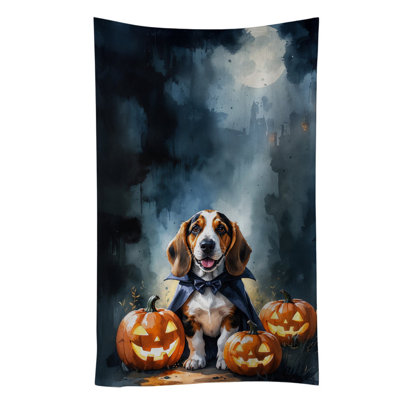 Basset Hound Puppy Halloween Kitchen Towel, Basset Hound