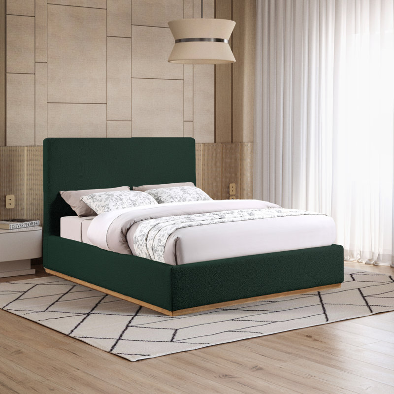 Lit en tissu Monaco Piero Boucle, Grand, Tissu bouclé vert
