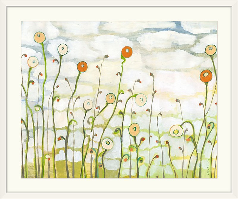 Nolani qui regarde les nuages disparaître - Impression, H 20 po x l 23 po x P 1 po, Cadre blanc
