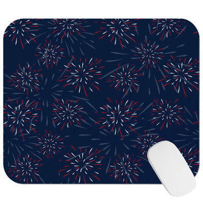 American and Patriotic Fireworks Modern Gaming Cute Office Laptop Desk Pad Gift Mat Square Rectangle Non-Slip Mousepad