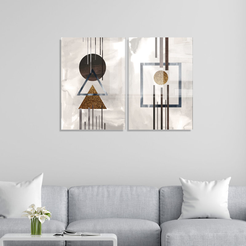2 Piece No Frame Print Set on Glass, 70cm H x 100cm W x 0.4cm D